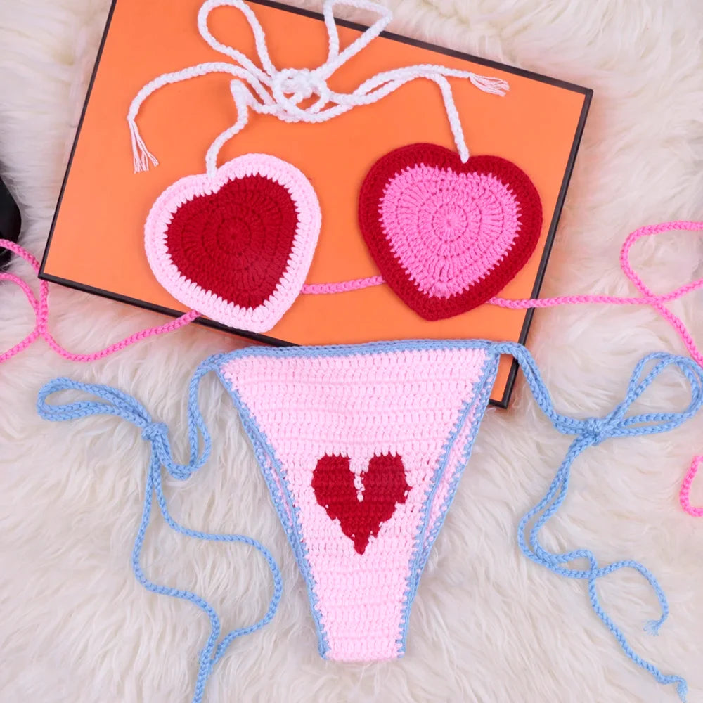 Crochet Heart Bikini Set