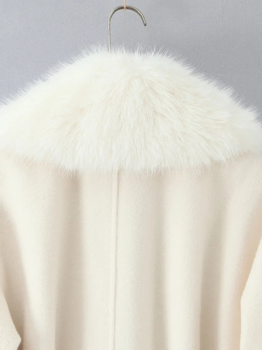 Fur Collar Elegant Trench Coat