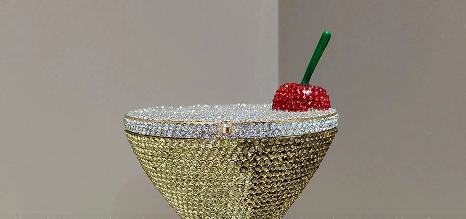 Cherry Goblet Rhinestone Clutch Bag