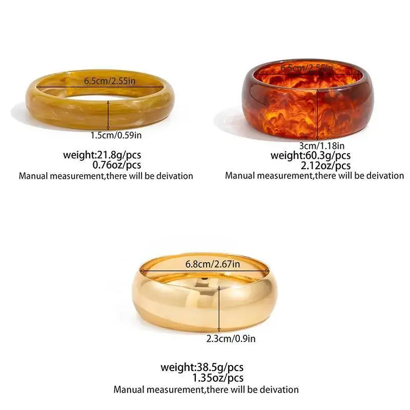 3pcs Boho Resin Bangle Bracelet