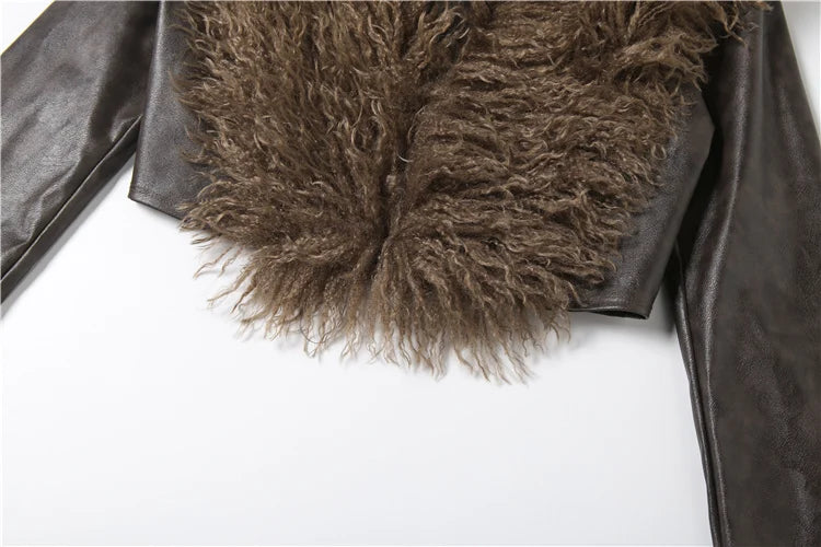 Fur V-Neck Crop Top
