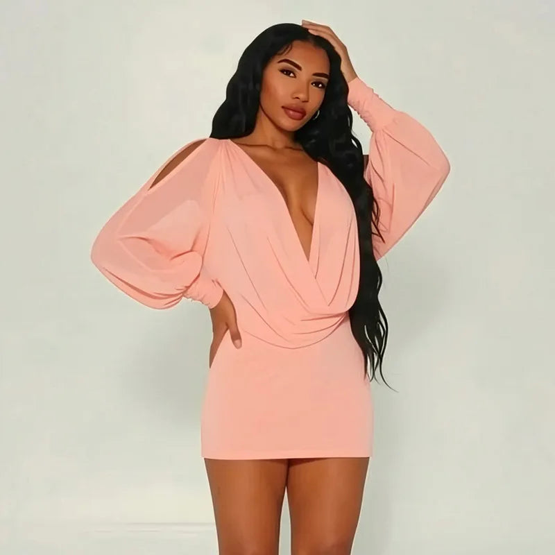 Cold Shoulder Sheer Mini Dress