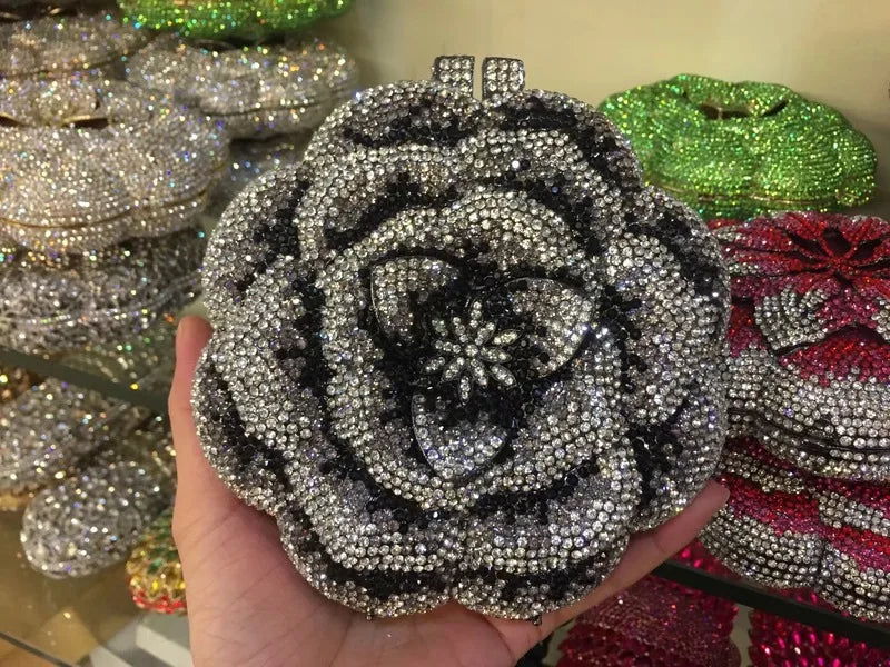 Floral Crystal Clutch Purse