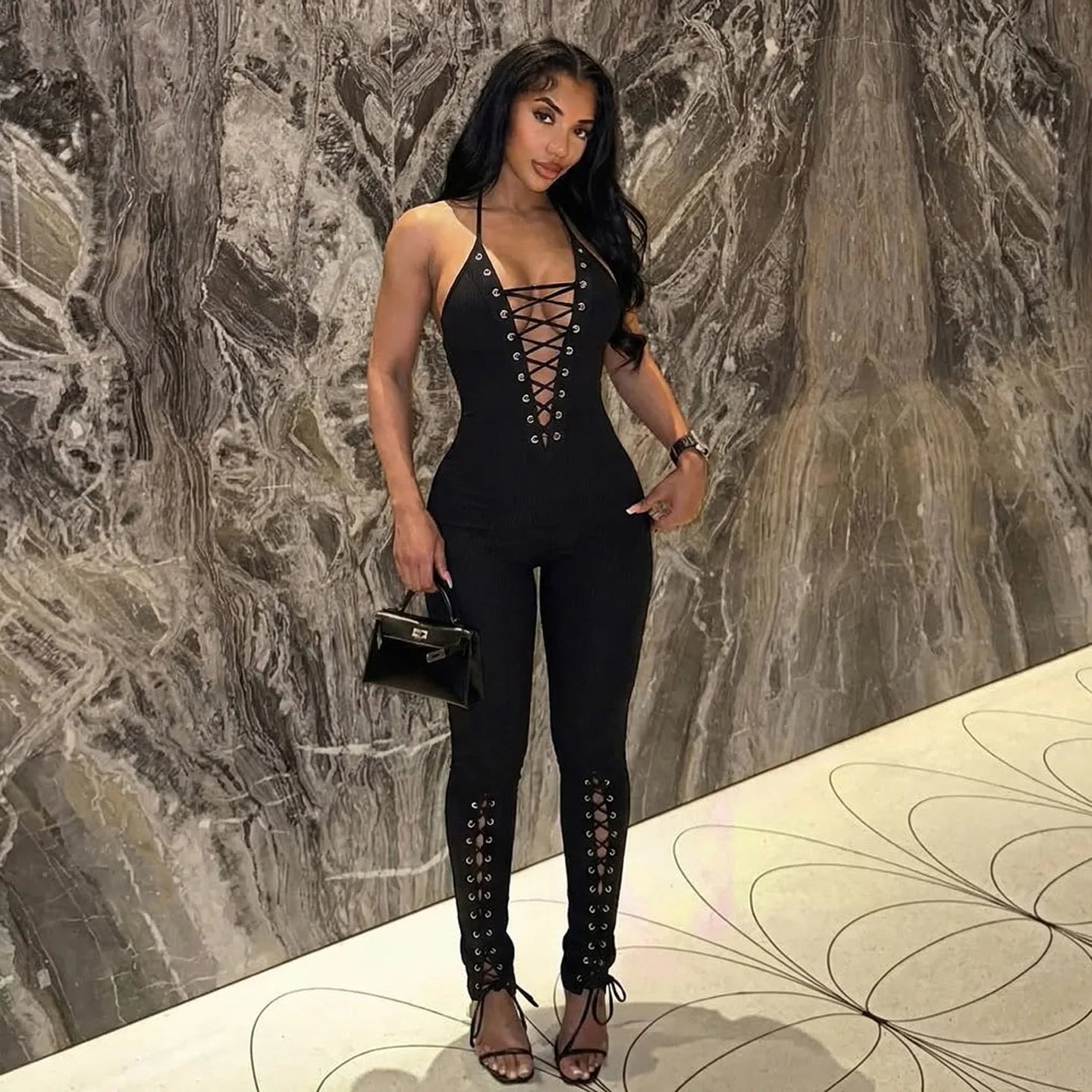 Olina Lace Up Jumpsuit