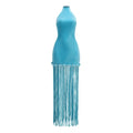 Glamour Velvet Fringe Maxi Dress