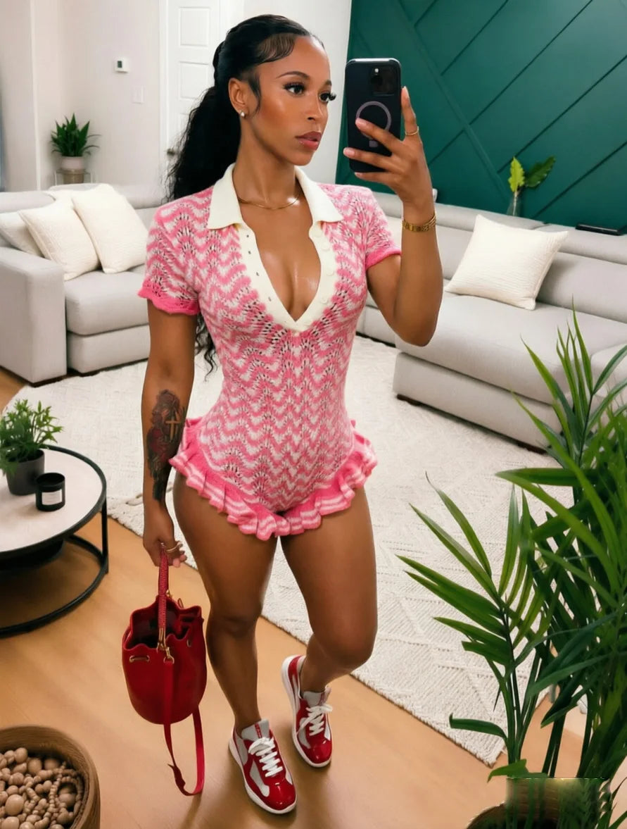 Esha Knit Ruffle Romper