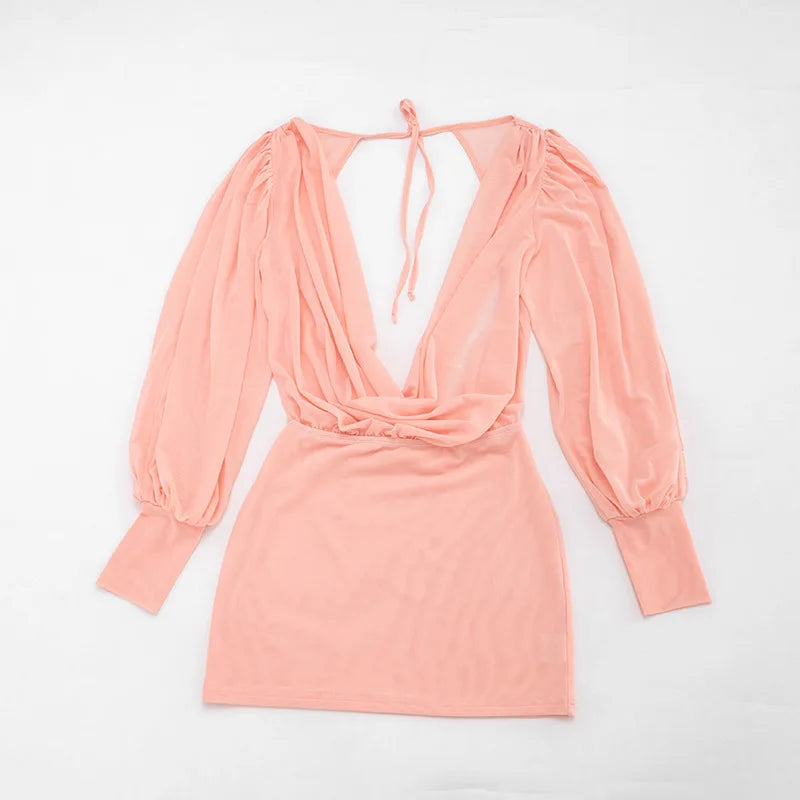 Cold Shoulder Sheer Mini Dress