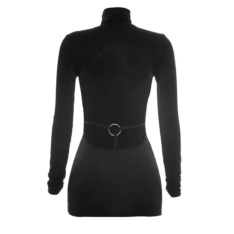 Buckle Turtleneck Mini Dress