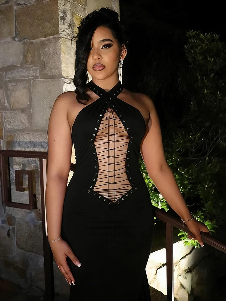 Cross Bodycon Maxi Dress