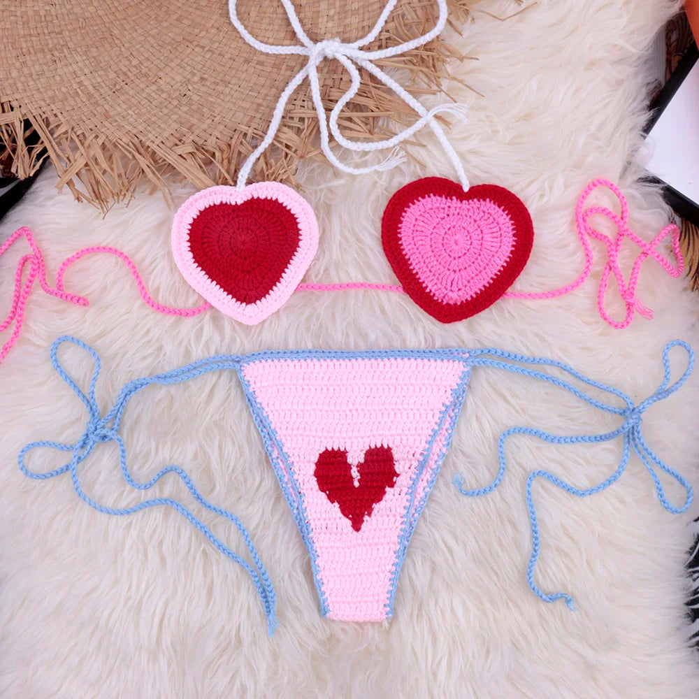 Crochet Heart Bikini Set