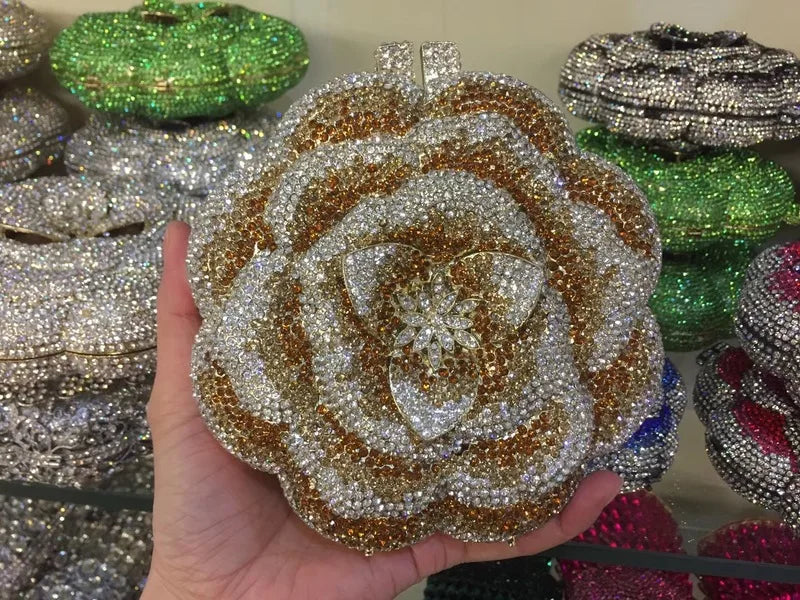 Floral Crystal Clutch Purse