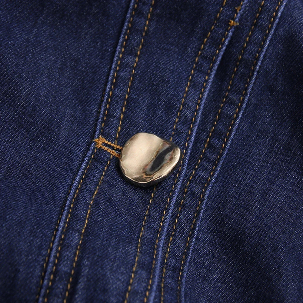 Belted Retro Denim Mini Dress