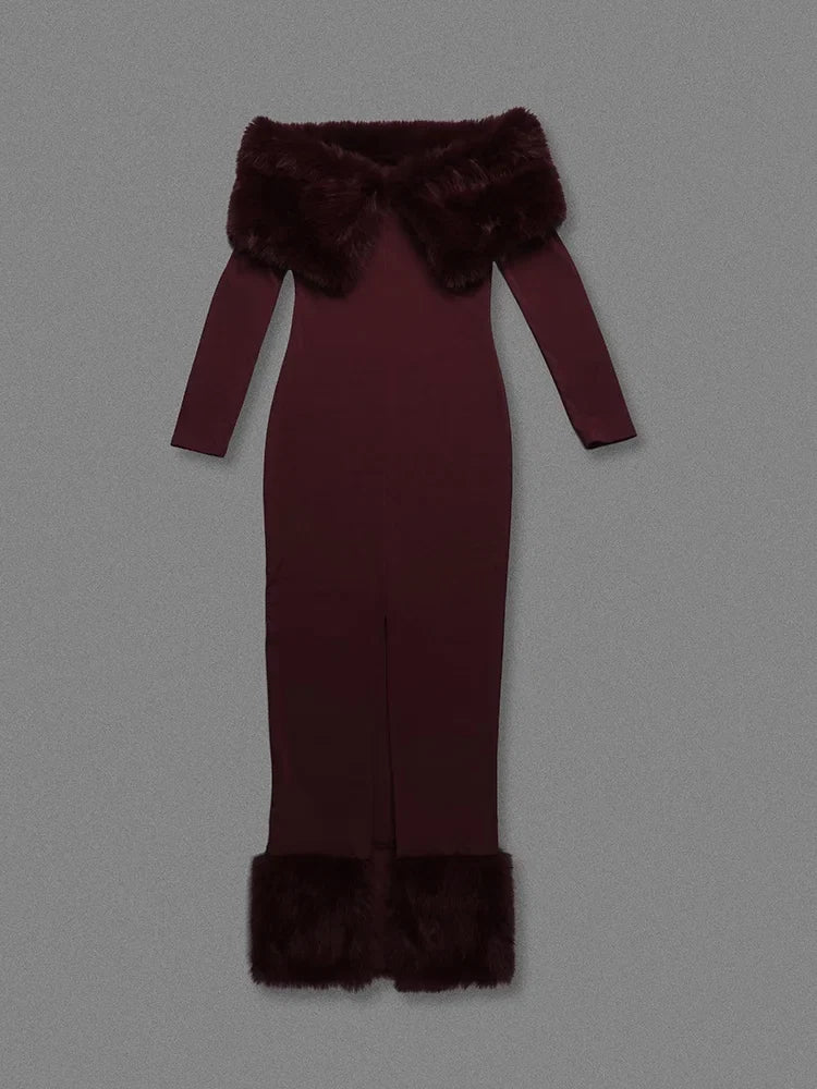 Lorene Fur Maxi Dress