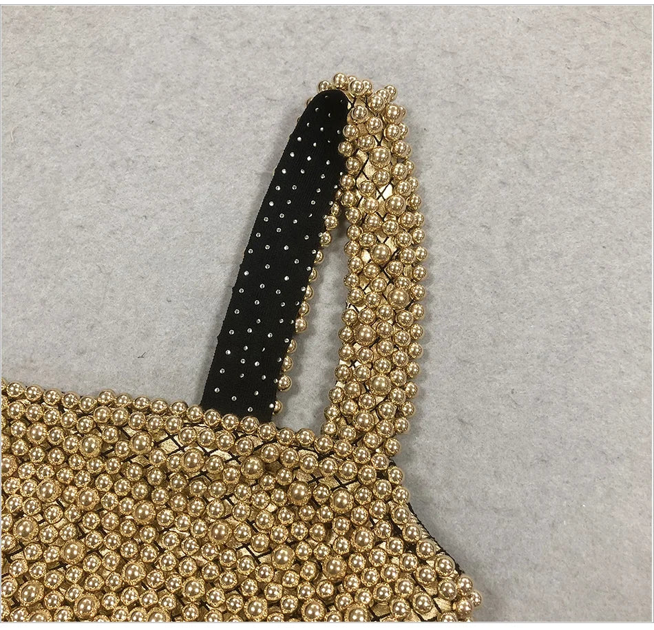Pearls Embellished Bandage Dress