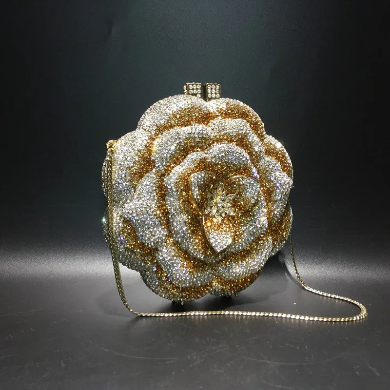 Floral Crystal Clutch Purse