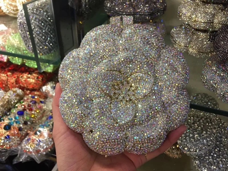 Floral Crystal Clutch Purse