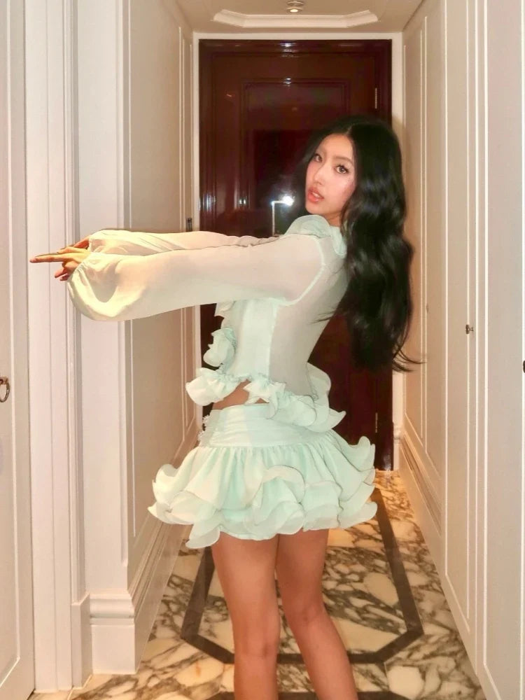 Abella Ruffles Mini Skirt Set