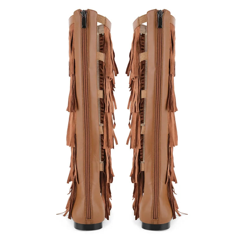 Lace Up Fringe Sandals