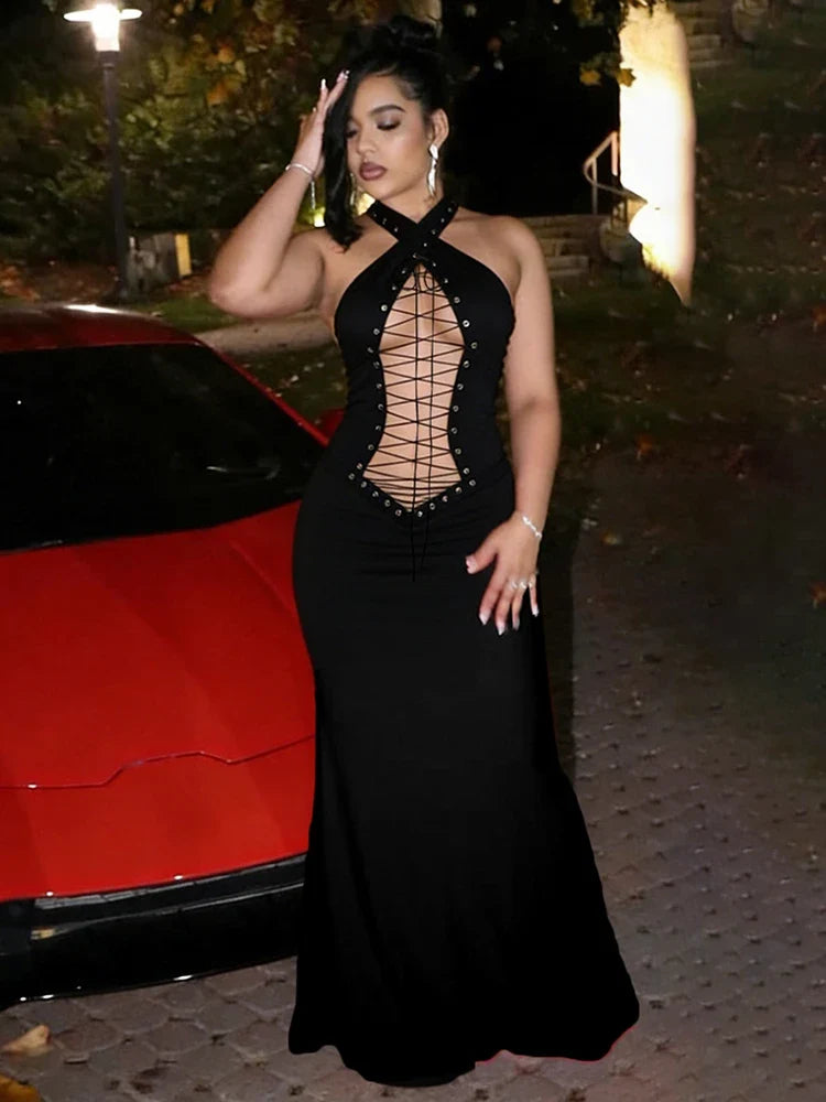 Cross Bodycon Maxi Dress