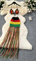 Jamaican Gyal Tassel Knitted Skirt Set