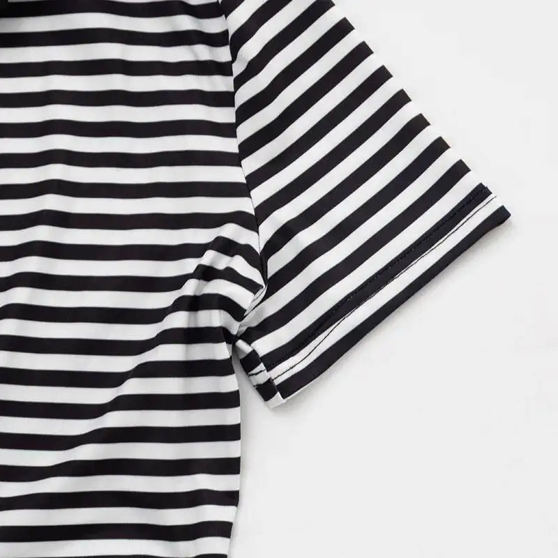 Deep V-Neck Striped Romper