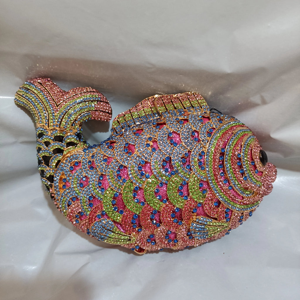 Fish Rhinestone Clutch Bag