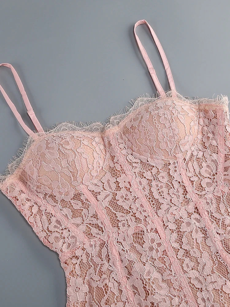 Floral Lace Bodycon Maxi Dress