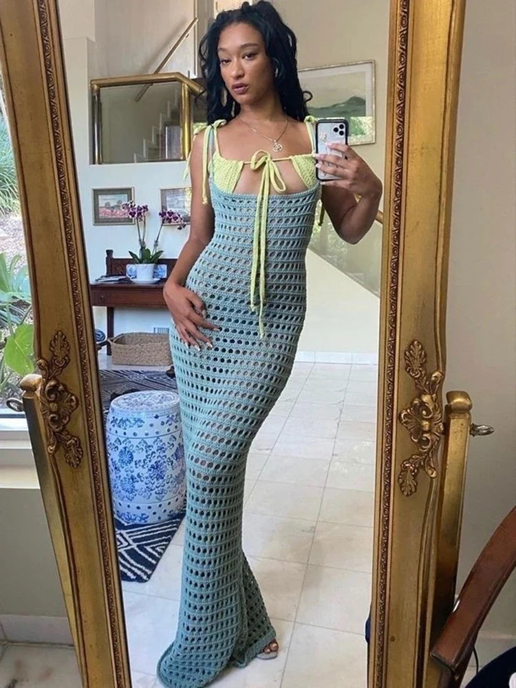 Darlyne Crochet Knitted Maxi Dress