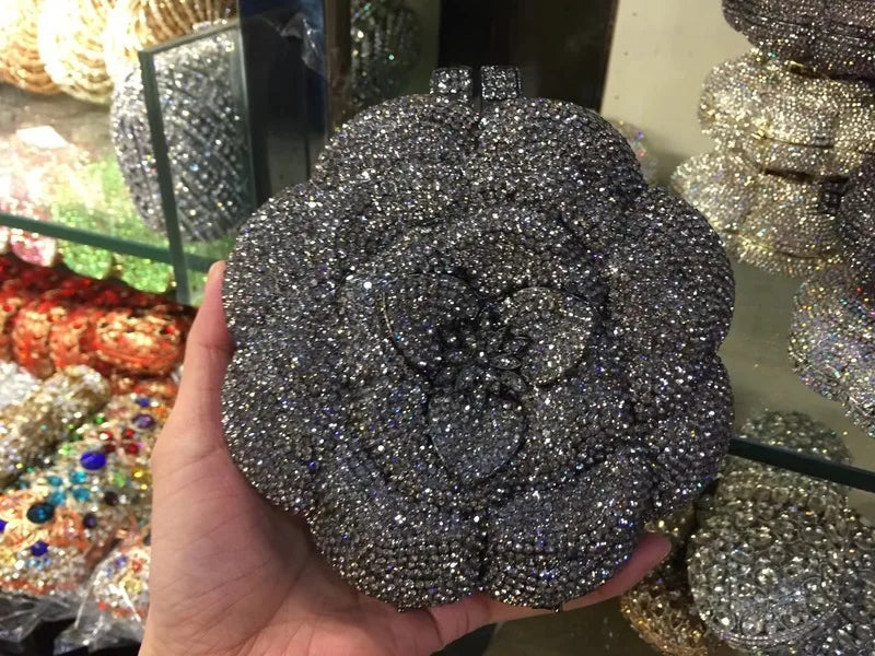 Floral Crystal Clutch Purse