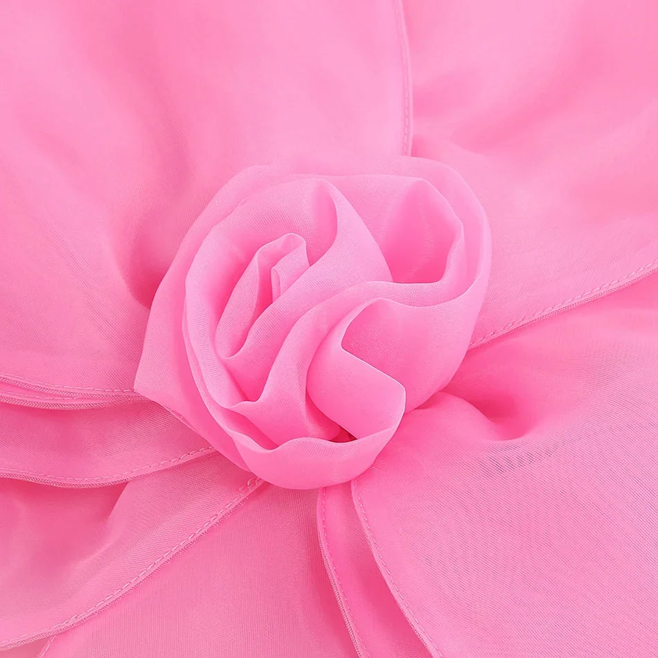 One Shoulder Flower Mini Dress
