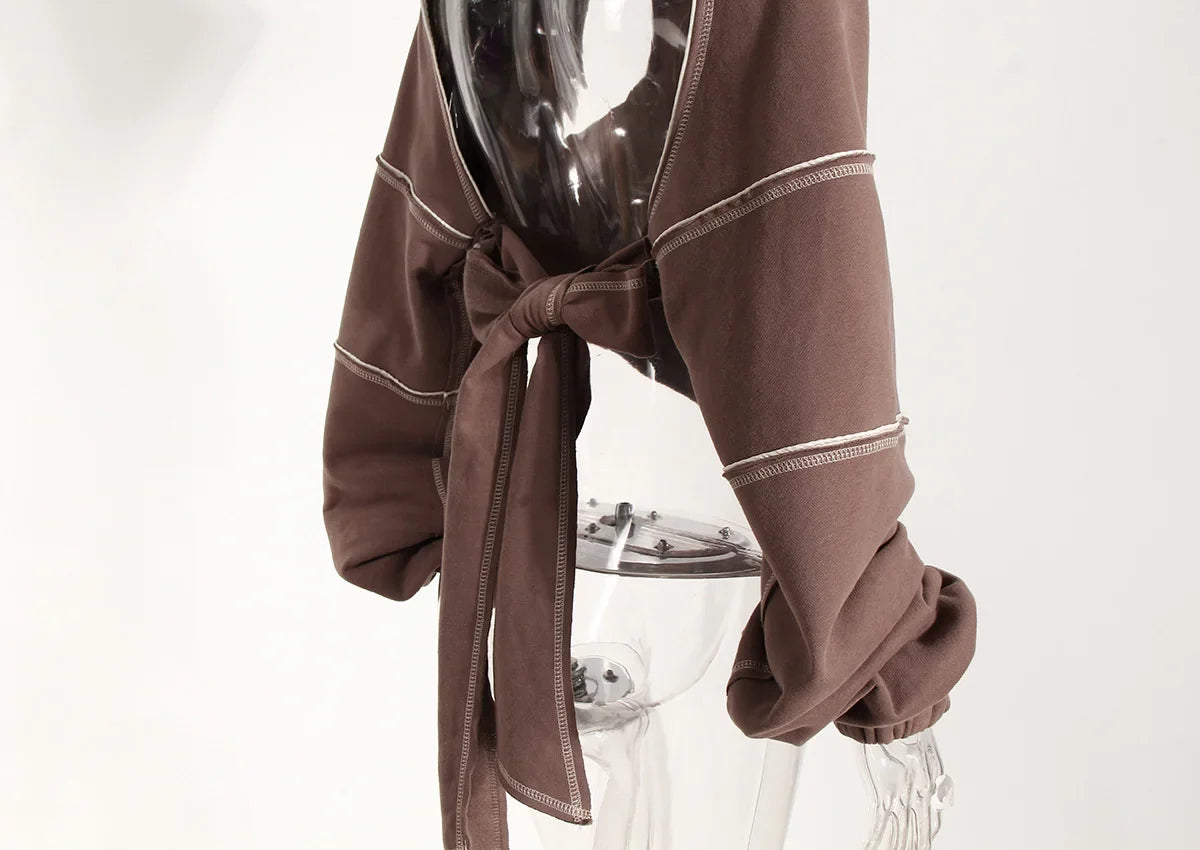Hooded Cut Out Bandage Jacket