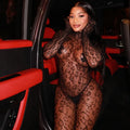 Leopard Print Mesh Jumpsuit