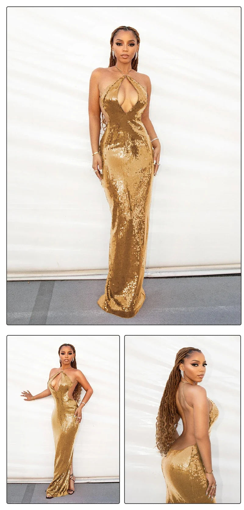 Aisha Sequins Backles Dress