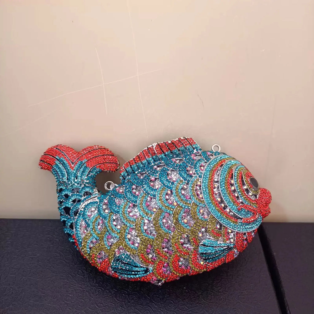Fish Rhinestone Clutch Bag