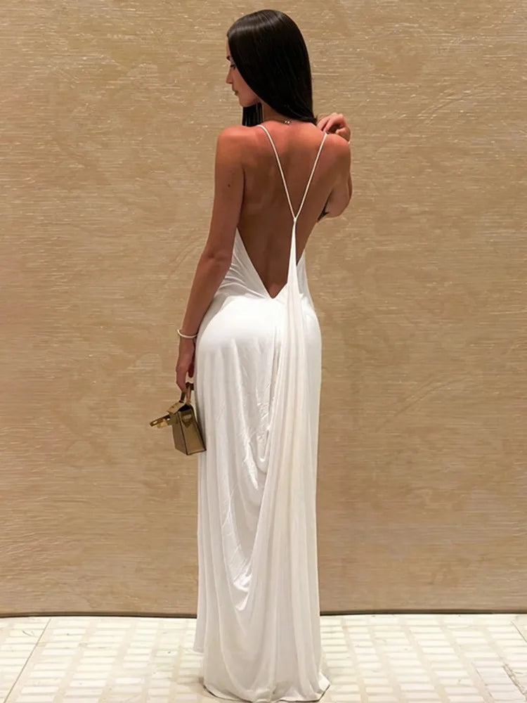 Liza Backless Draped Maxi Dress