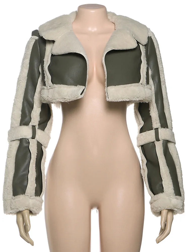 Fur Collar Crop Jacket