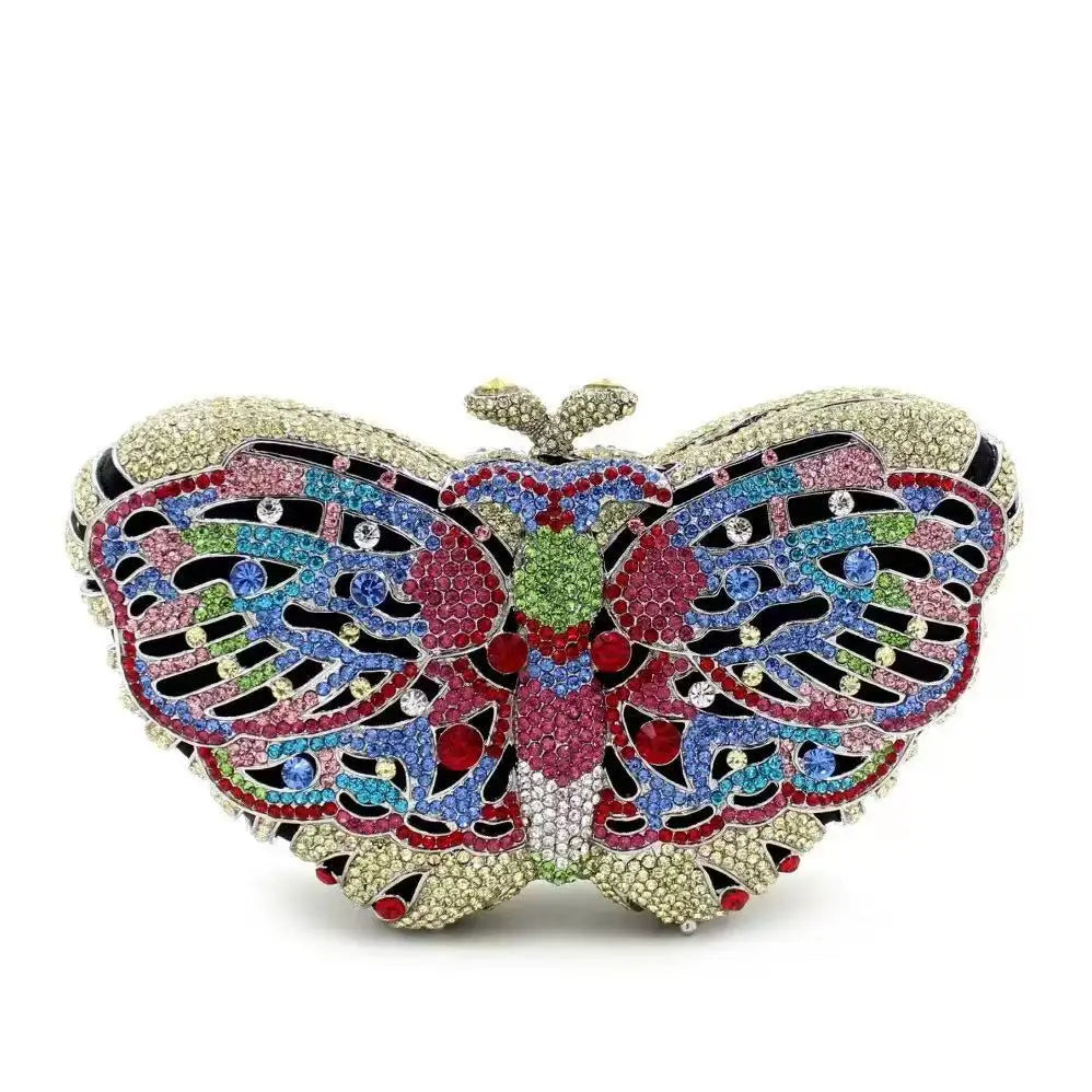 Butterfly Shaped Rhinestone Clutch Bag