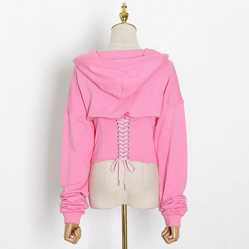 Hoodie Bandage Corset Jacket