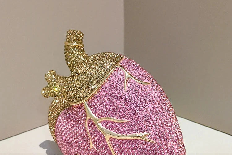 Heart Rhinestone Clutch Bag