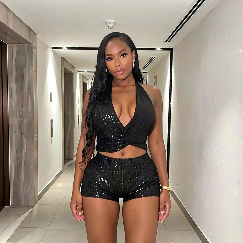 Amina Sequin Short Set