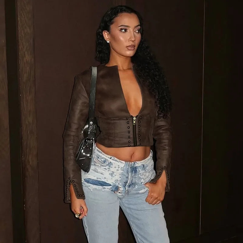 Nia Leather Crop Jacket