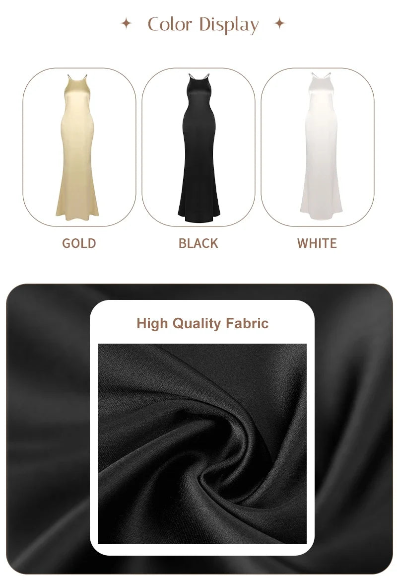 Backless Satin Maxi Dress