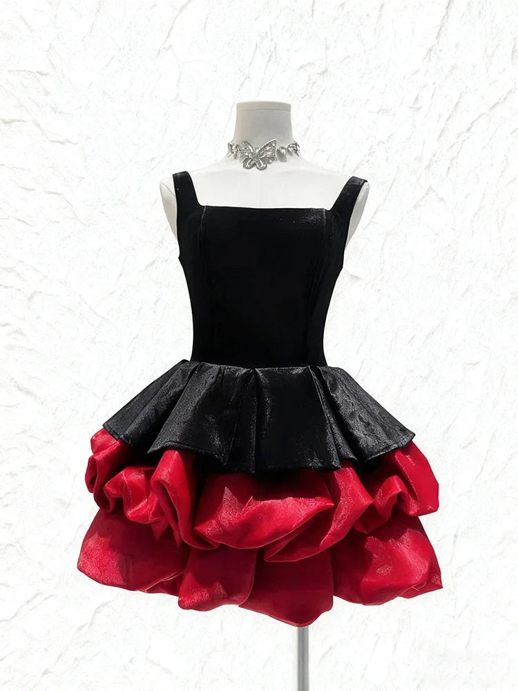 Loria Ruffles Velvet Dress