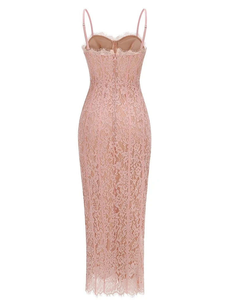 Floral Lace Bodycon Maxi Dress