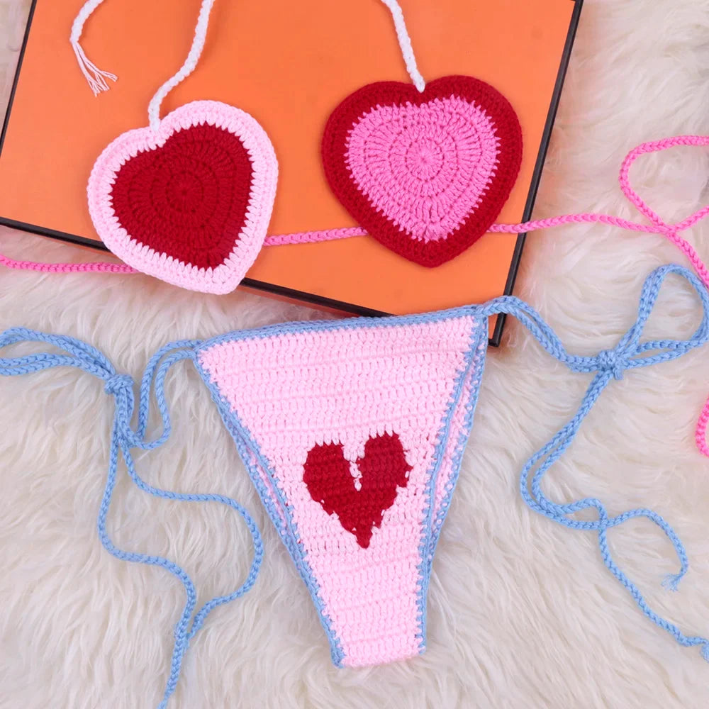 Crochet Heart Bikini Set