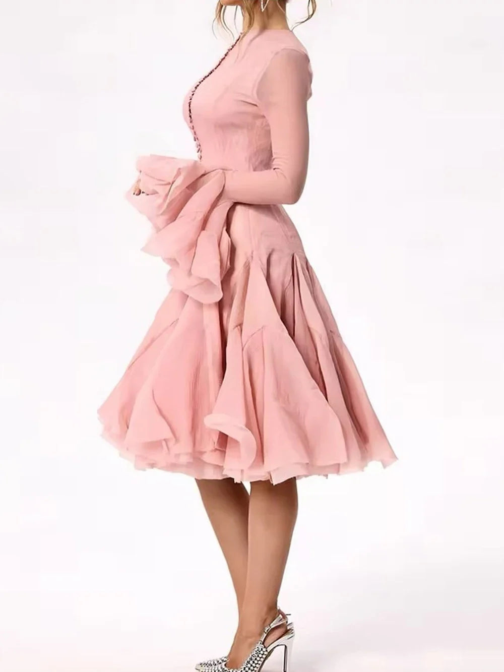 Lory Peated Flare Midi Dress