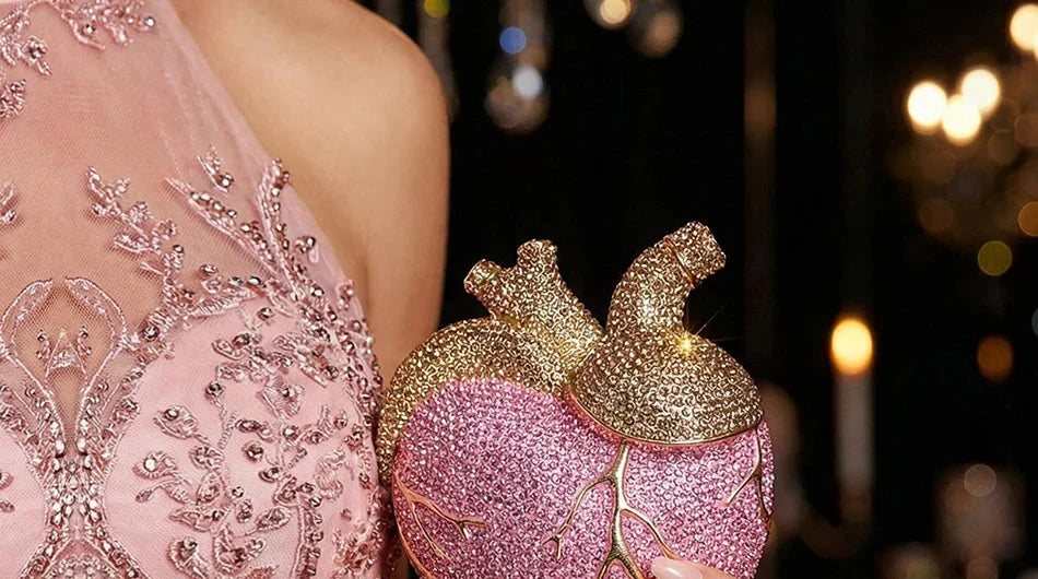 Heart Rhinestone Clutch Bag