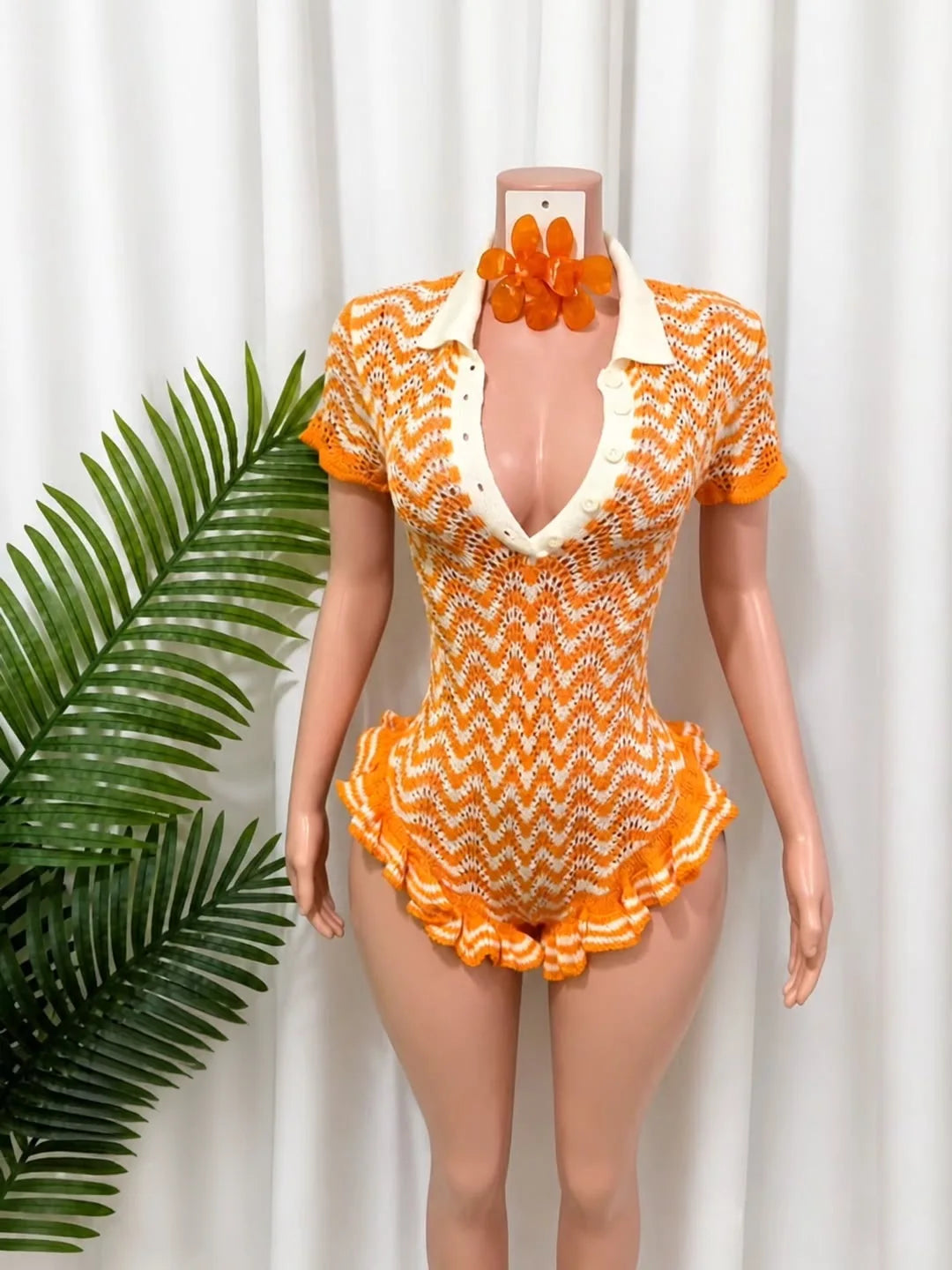Esha Knit Ruffle Romper