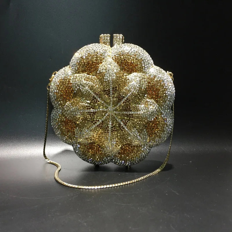 Floral Crystal Clutch Purse