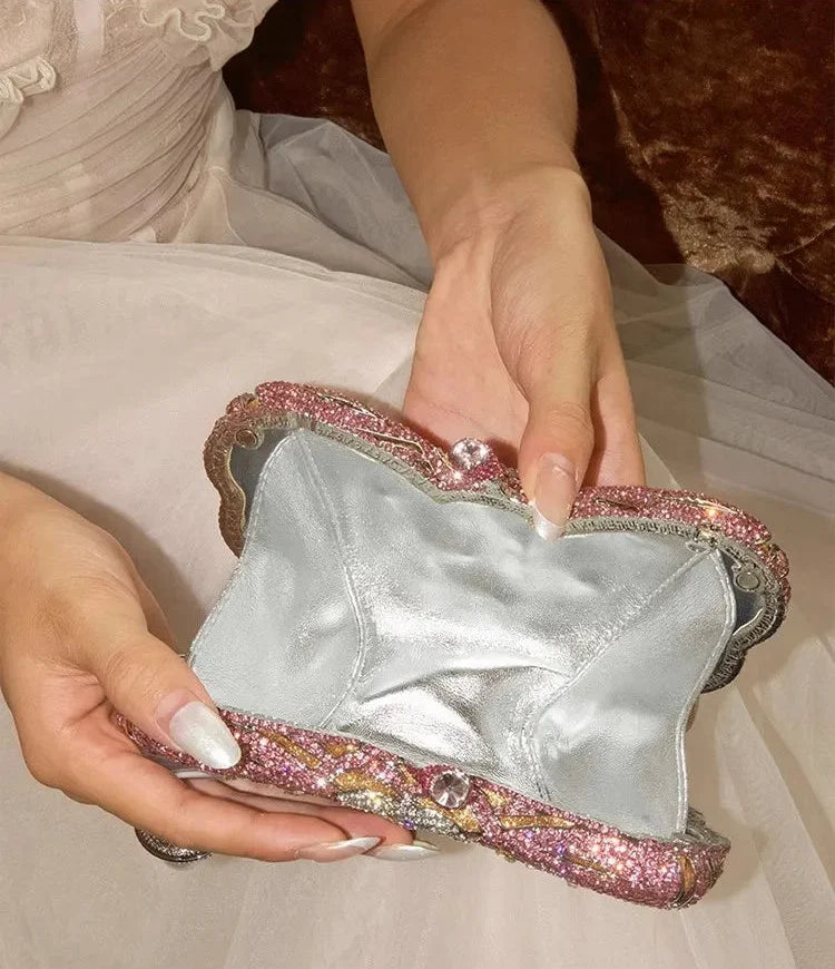 Butterfly Shaped Rhinestone Clutch Bag